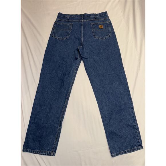 Men’s Carhartt Boot Cut Blue Jeans Size: 38x34 - Picture 7 of 8
